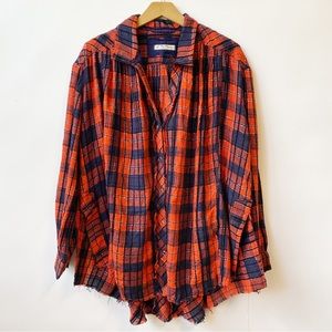 Free People We The Free Seeking Starlight Plaid Shirt Red Navy Women's Small